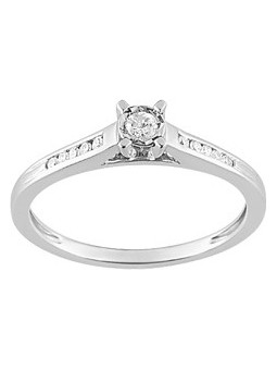 BAGUE OR BLANC 750/000 SOLITAIRE ACCOMPAGNEE AVEC DI AMANT 0.13ct