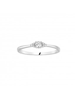 SOLITAIRE ACCOMPAGNE DIAMANTS 0.09+0.03 CT OR GRIS 375 