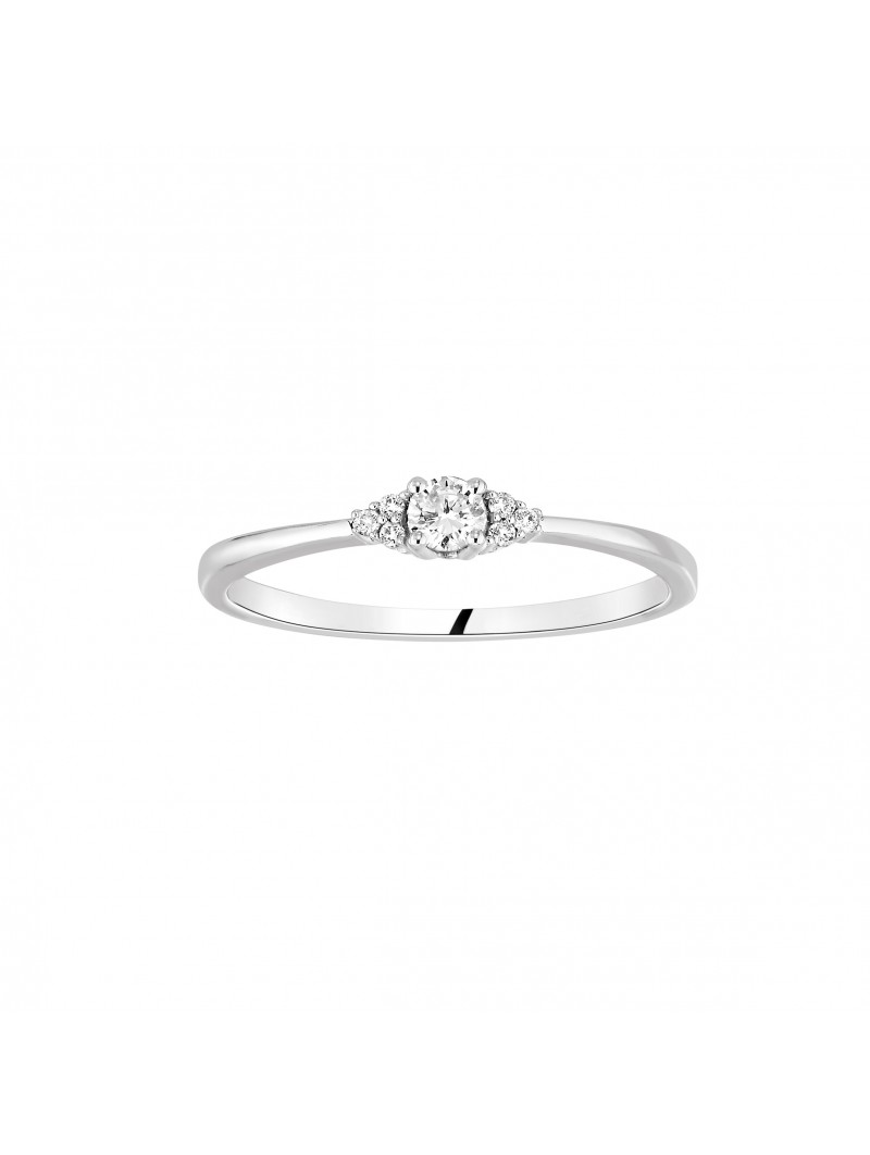 SOLITAIRE ACCOMPAGNE DIAMANTS 0.09+0.03 CT OR GRIS 375 