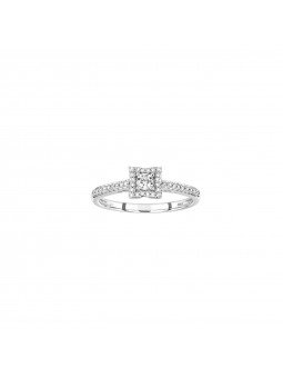 SOLITAIRE ACCOMPAGNE DIAMANTS 0.10+0.14 CT OR GRIS 375 