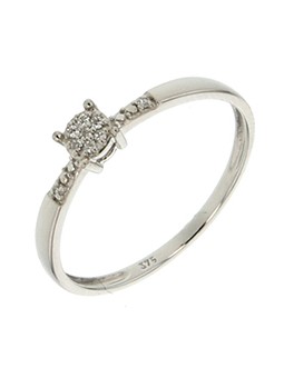 Solitaire accompagné diamant 0,05 ct or blanc 375