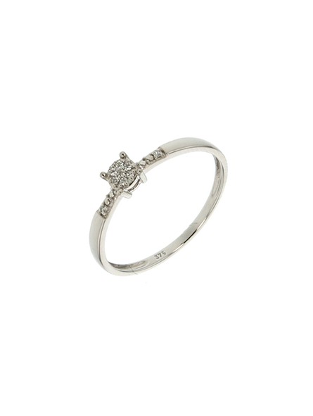 Solitaire accompagné diamant 0,05 ct or blanc 375