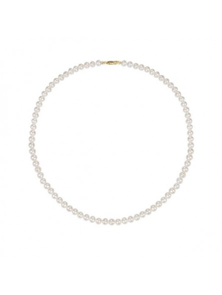 COLLIER RANG 42 CM PERLES EAU DOUCE BLANCHES 5/5.5 MM OR JAUNE 375