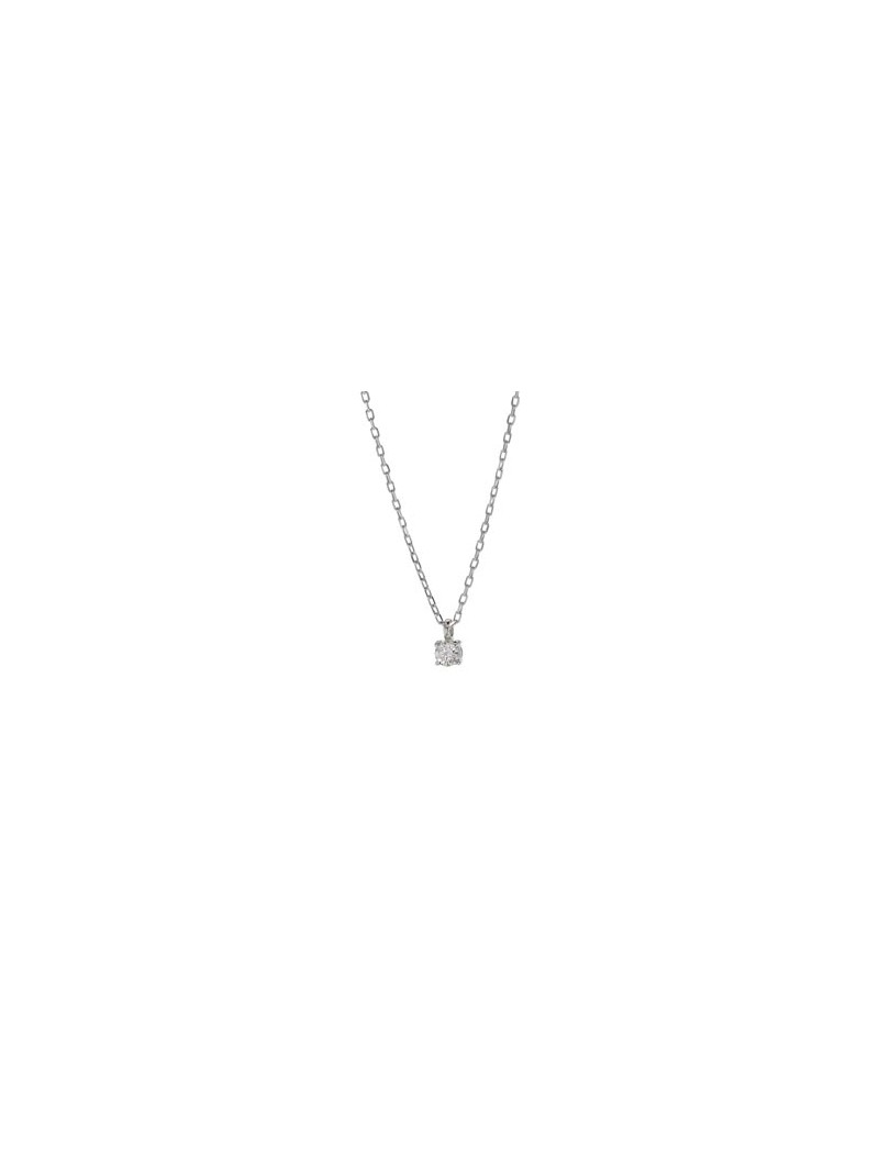Collier solitaire diamant 0,09 ct or blanc 375