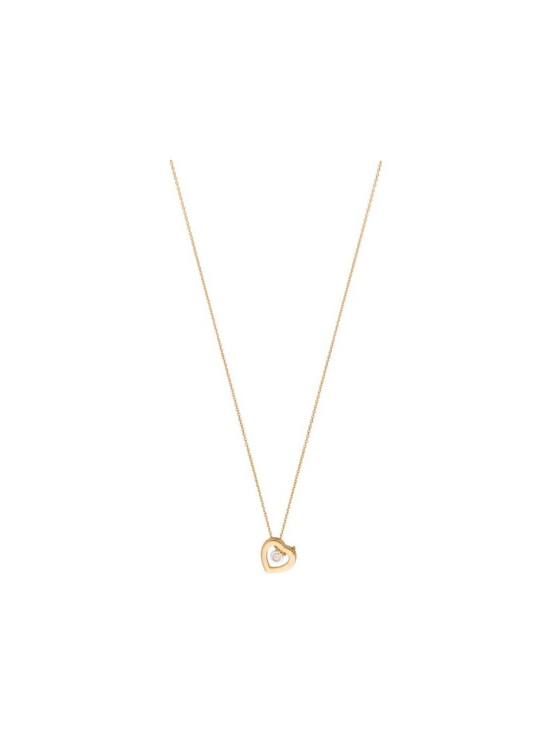 Collier solitaire oxyde   cur   or bicolore 375