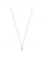 Collier solitaire oxyde griffes or blanc 375