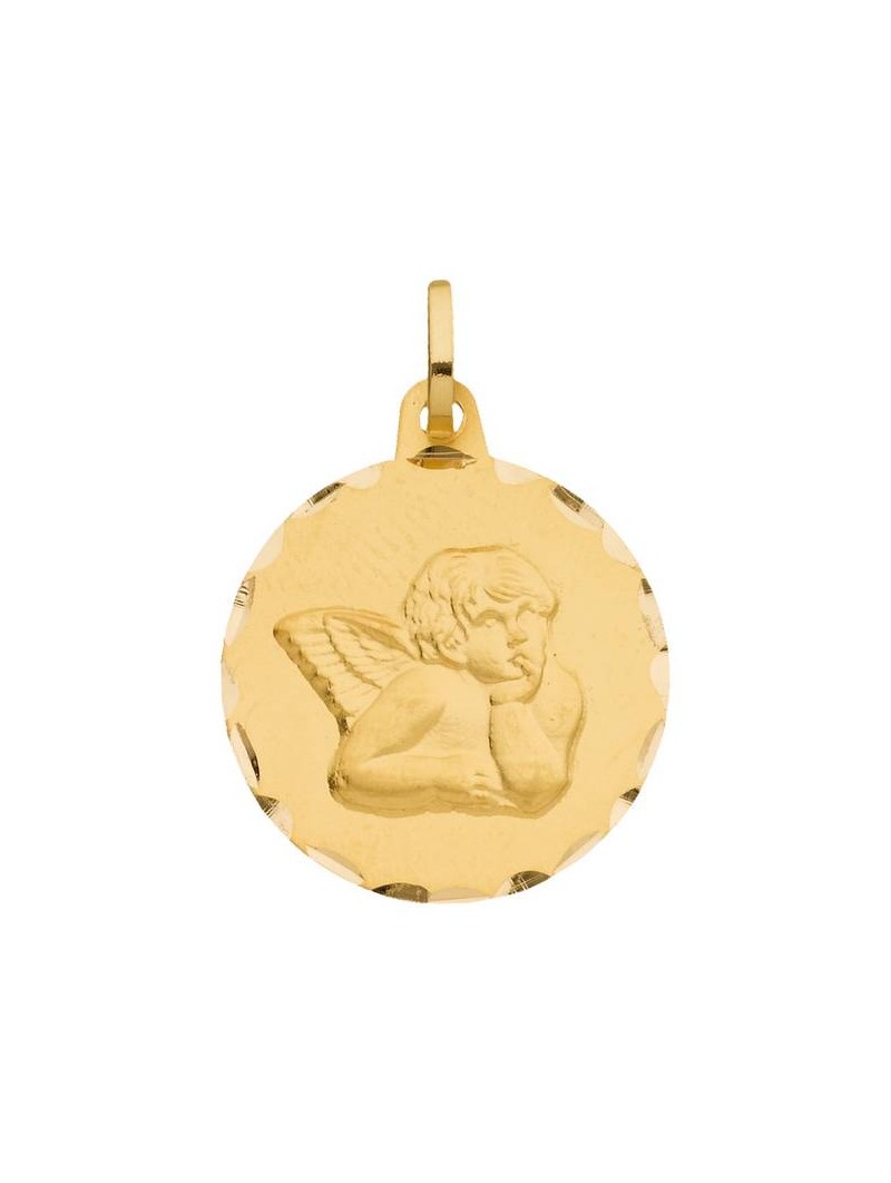 MEDAILLE RONDE ANGE CISELE
