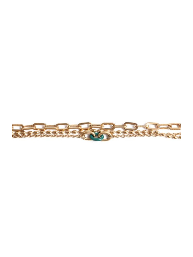 Bijoux Emma et Chloé - Bracelet Caria - Doré - Email Vert