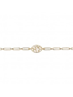 Bijoux Emma et Chloé - Bracelet chaîne Vega - Doré - Email Blanc