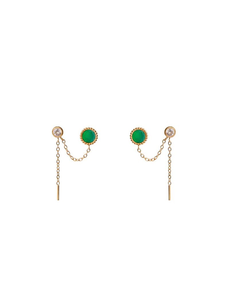 Bijoux Emma et Chloé - Boucles d'oreilles - Chloris - Onyx vert