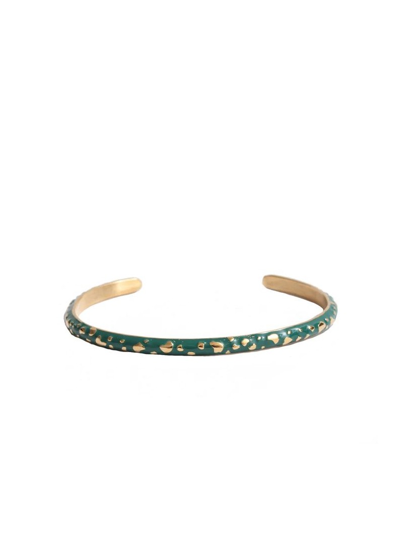 Bijoux Emma et Chloé - Bracelet jonc Amelia - Doré - Email Vert