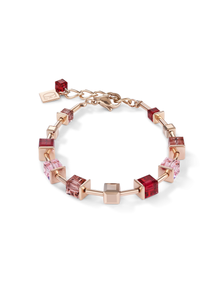 Coeur de Lion - Bracelet GeoCUBE Cristaux - acier inoxydable or rose rouge - 4996300300