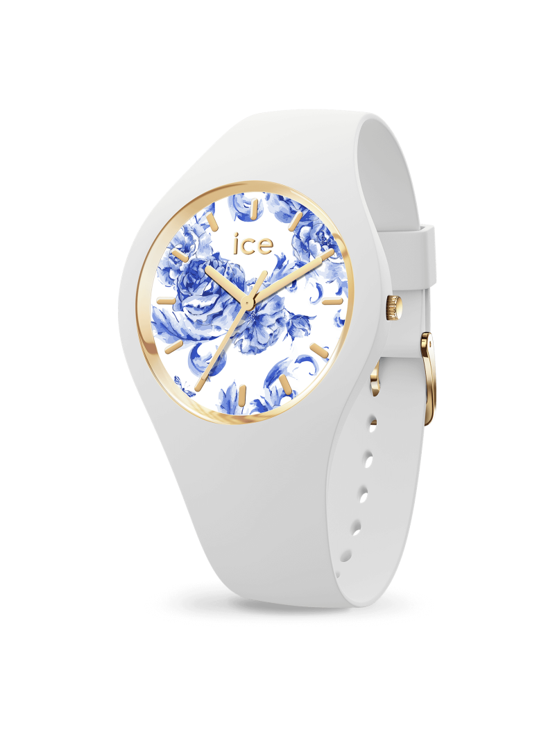 Montre Femme Ice Watch Blue - Boîtier Silicone Blanc - Bracelet Silicone Blanc - Réf. 019226